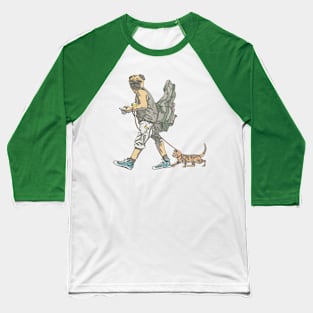 WALKING HIS CAT PUG Baseball T-Shirt